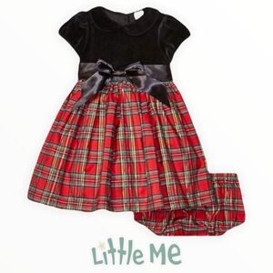 LITTLE ME | Black -Red | Baby Girls Gingham Dress